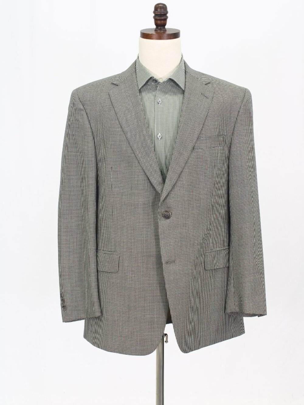 Hart Schaffner Marx 44R Beige Blazer Sport Coat Jacket 2-Button Houndstooth M576